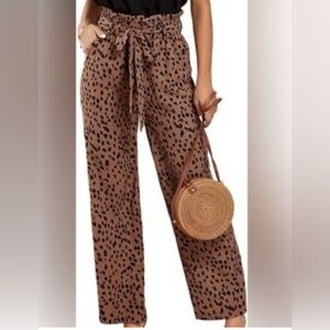 Brown Spotted Wide Leg Pants